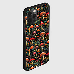 Чехол для iPhone 12 Pro Сказочные грибы мухоморы паттерн, цвет: 3D-черный — фото 2