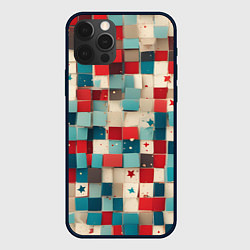 Чехол для iPhone 12 Pro Ретро квадраты ванильные, цвет: 3D-черный