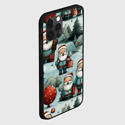Чехол для iPhone 12 Pro Рождественский узор с Санта Клаусами, цвет: 3D-черный — фото 2