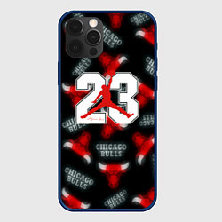 Чехол для iPhone 12 Pro Basketball jordan logo, цвет: 3D-тёмно-синий