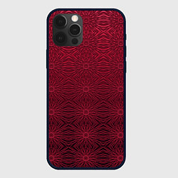Чехол для iPhone 12 Pro Изысканный красный узорчатый, цвет: 3D-черный