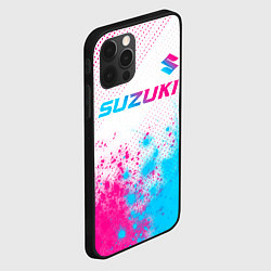 Чехол для iPhone 12 Pro Suzuki neon gradient style: символ сверху, цвет: 3D-черный — фото 2