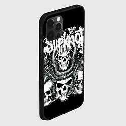 Чехол для iPhone 12 Pro Slipknot и черепушки, цвет: 3D-черный — фото 2