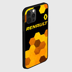 Чехол для iPhone 12 Pro Renault - gold gradient: символ сверху, цвет: 3D-черный — фото 2