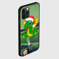 Чехол для iPhone 12 Pro Зеленый дракончик 2024, цвет: 3D-черный — фото 2
