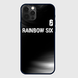 Чехол для iPhone 12 Pro Rainbow Six glitch на темном фоне: символ сверху, цвет: 3D-черный