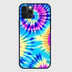 Чехол для iPhone 12 Pro Красочная композиция - тай-дай, цвет: 3D-черный