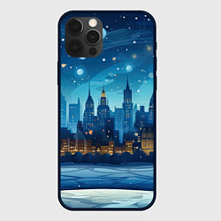 Чехол для iPhone 12 Pro Новогодний зимний пейзаж, цвет: 3D-черный