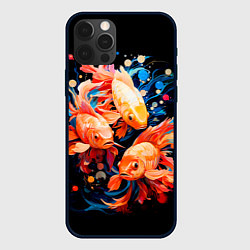 Чехол для iPhone 12 Pro Золотые бойцовые рыбки, цвет: 3D-черный
