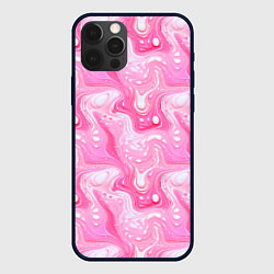 Чехол для iPhone 12 Pro Розовые разводы краски, цвет: 3D-черный