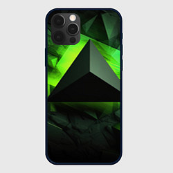 Чехол для iPhone 12 Pro Зеленые треугольники, цвет: 3D-черный