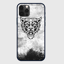 Чехол для iPhone 12 Pro Texture - разозленный волк, цвет: 3D-черный