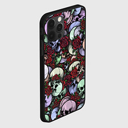 Чехол для iPhone 12 Pro Череп с розами паттерн, цвет: 3D-черный — фото 2