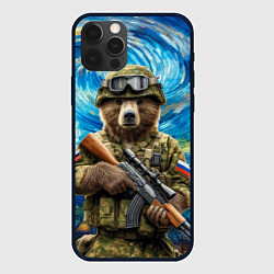 Чехол для iPhone 12 Pro Ночной снайпер бурый медведь, цвет: 3D-черный