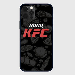 Чехол для iPhone 12 Pro Боец KFC на фоне бургеров, цвет: 3D-черный