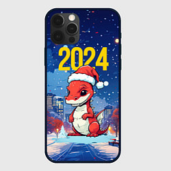 Чехол для iPhone 12 Pro 2024 красный новогодний дракон, цвет: 3D-черный