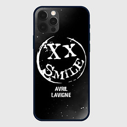 Чехол для iPhone 12 Pro Avril Lavigne glitch на темном фоне, цвет: 3D-черный