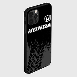Чехол для iPhone 12 Pro Honda speed на темном фоне со следами шин посереди, цвет: 3D-черный — фото 2