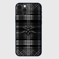 Чехол для iPhone 12 Pro Черно-белая шотландская клетка, цвет: 3D-черный