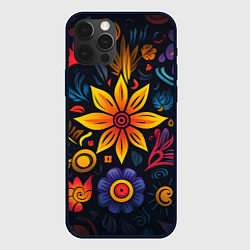Чехол для iPhone 12 Pro Растительный узор в латино-американском стиле, цвет: 3D-черный