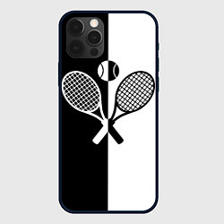 Чехол для iPhone 12 Pro Теннис - чёрно белое, цвет: 3D-черный