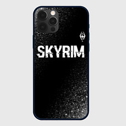 Чехол для iPhone 12 Pro Skyrim glitch на темном фоне посередине, цвет: 3D-черный