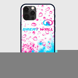 Чехол для iPhone 12 Pro Great Wall neon gradient style посередине, цвет: 3D-черный
