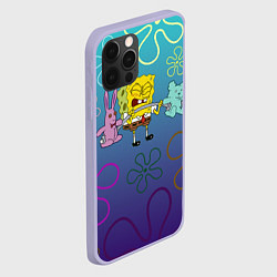 Чехол для iPhone 12 Pro Spongebob workout, цвет: 3D-светло-сиреневый — фото 2