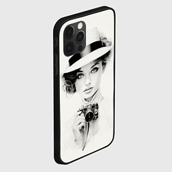 Чехол для iPhone 12 Pro Милая девушка с ретро камерой, цвет: 3D-черный — фото 2