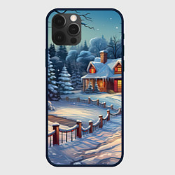 Чехол для iPhone 12 Pro Новогодний дом ночь, цвет: 3D-черный