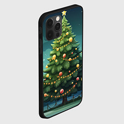 Чехол для iPhone 12 Pro Новогодняя зеленая елка, цвет: 3D-черный — фото 2