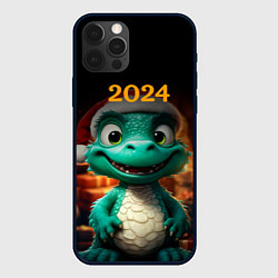 Чехол для iPhone 12 Pro Зеленый дракон 2024, цвет: 3D-черный