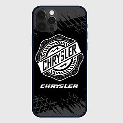 Чехол для iPhone 12 Pro Chrysler speed на темном фоне со следами шин, цвет: 3D-черный