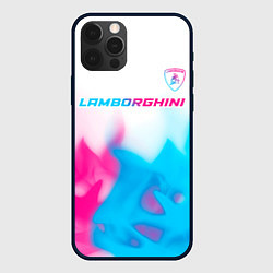 Чехол iPhone 12 Pro Lamborghini neon gradient style посередине
