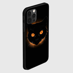 Чехол для iPhone 12 Pro Портрет черного кота в оранжевом свечении, цвет: 3D-черный — фото 2