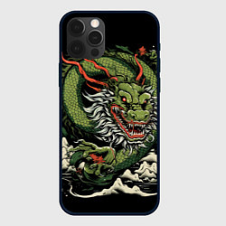 Чехол для iPhone 12 Pro Символ года зеленый дракон, цвет: 3D-черный