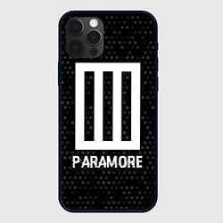 Чехол для iPhone 12 Pro Paramore glitch на темном фоне, цвет: 3D-черный