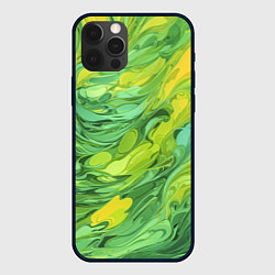 Чехол для iPhone 12 Pro Зелено желтая краска, цвет: 3D-черный