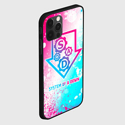 Чехол для iPhone 12 Pro System of a Down neon gradient style, цвет: 3D-черный — фото 2