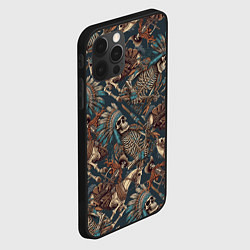 Чехол для iPhone 12 Pro Патерн скелеты индейцев и ковбоев, цвет: 3D-черный — фото 2