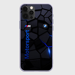 Чехол для iPhone 12 Pro BMW - плиты с эффектом свечения, цвет: 3D-светло-сиреневый