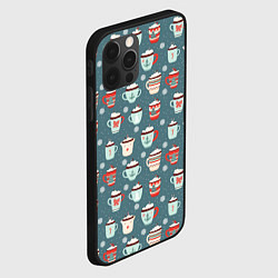 Чехол для iPhone 12 Pro Новогодние зимние кружки с какао - паттерн от нейр, цвет: 3D-черный — фото 2
