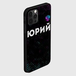 Чехол для iPhone 12 Pro Юрий и неоновый герб России посередине, цвет: 3D-черный — фото 2