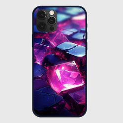 Чехол для iPhone 12 Pro Фиолетовые прозрачные кубики, цвет: 3D-черный