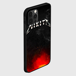 Чехол для iPhone 12 Pro Никита в стиле Металлика - огонь и искры, цвет: 3D-черный — фото 2