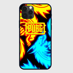 Чехол для iPhone 12 Pro PUBG dgragon flame steel, цвет: 3D-черный