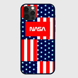 Чехол для iPhone 12 Pro NASA usa space logo, цвет: 3D-черный