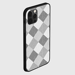 Чехол для iPhone 12 Pro Серый плед геометрический узор с текстурой, цвет: 3D-черный — фото 2