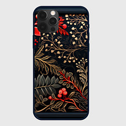 Чехол для iPhone 12 Pro Заснеженные тропы новогодний орнамент, цвет: 3D-черный