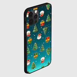 Чехол для iPhone 12 Pro Подарки новогодние елки и Санта - паттерн градиент, цвет: 3D-черный — фото 2